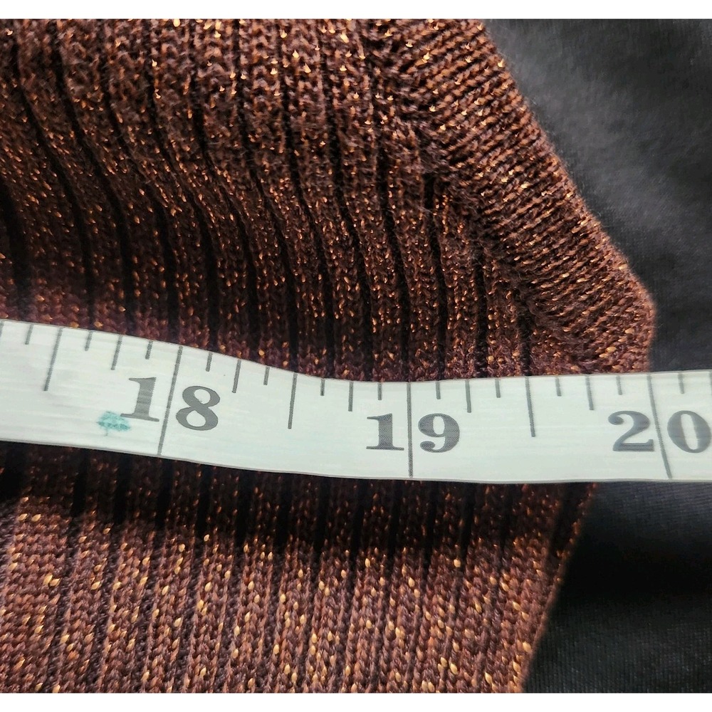 Joseph A. Sweater Brown Gold Metallic Size XL Ribbed Stretch Cowl Neck Women's - Picture 7 of 8